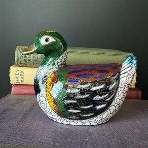 Cloisonné enamel duck figurine